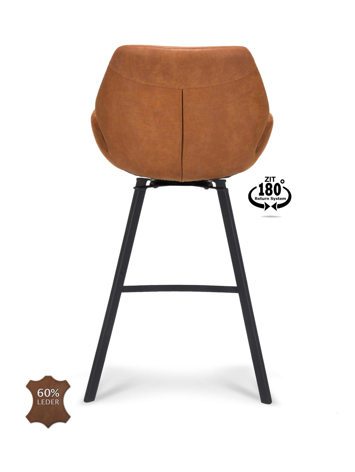 Barkruk met arm Luton - ZH 65 Microleder Bull Camel 09 Poot Black 180° Return-systeem - Afbeelding 4