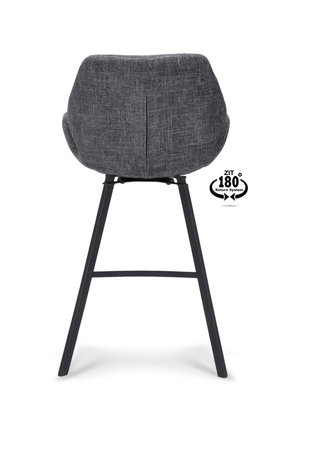 Barkruk met arm Luton - ZH 65 Stof Miami Darkgrey 68 Poot Black 180° Return-systeem - Afbeelding 4