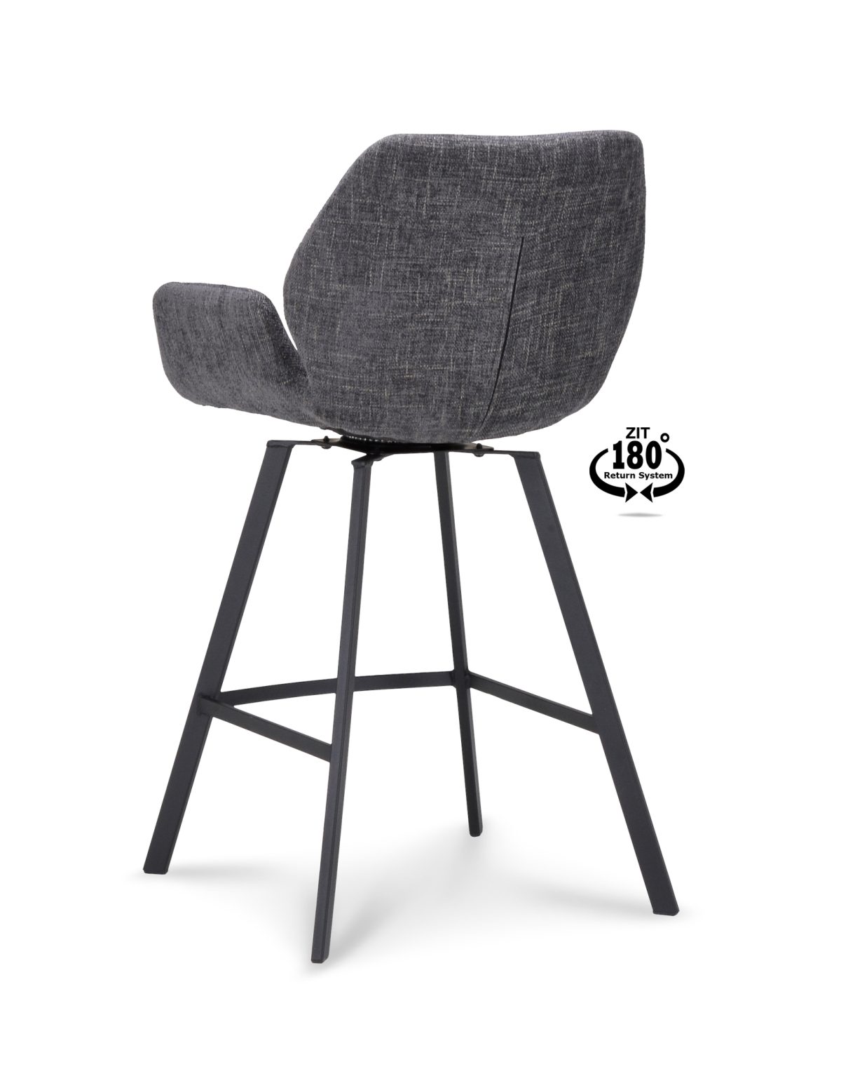 Barkruk met arm Luton - ZH 65 Stof Miami Darkgrey 68 Poot Black 180° Return-systeem - Afbeelding 5