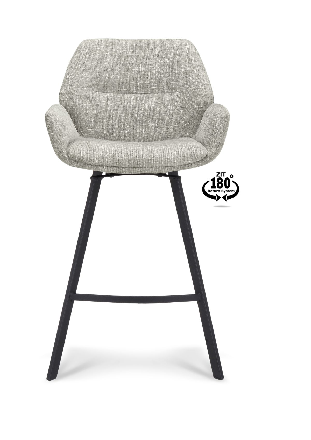 Barkruk met arm Luton - ZH 65 Stof Miami Taupe 12 Poot Black 180° Return-systeem - Afbeelding 2