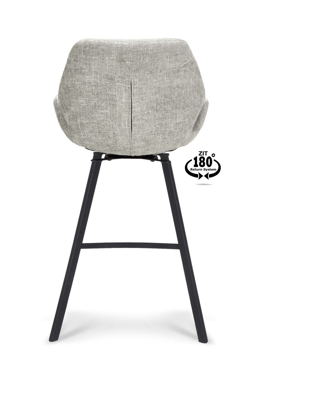 Barkruk met arm Luton - ZH 65 Stof Miami Taupe 12 Poot Black 180° Return-systeem - Afbeelding 4