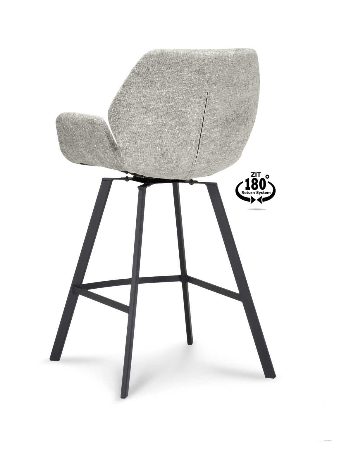 Barkruk met arm Luton - ZH 65 Stof Miami Taupe 12 Poot Black 180° Return-systeem - Afbeelding 5