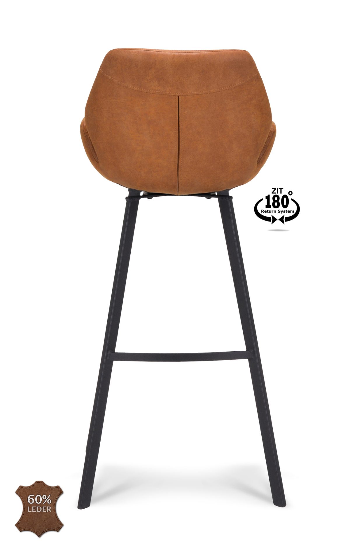 Barkruk met arm Luton - ZH 80 Microleder Bull Camel 09 Poot Black 180° Return-systeem - Afbeelding 4