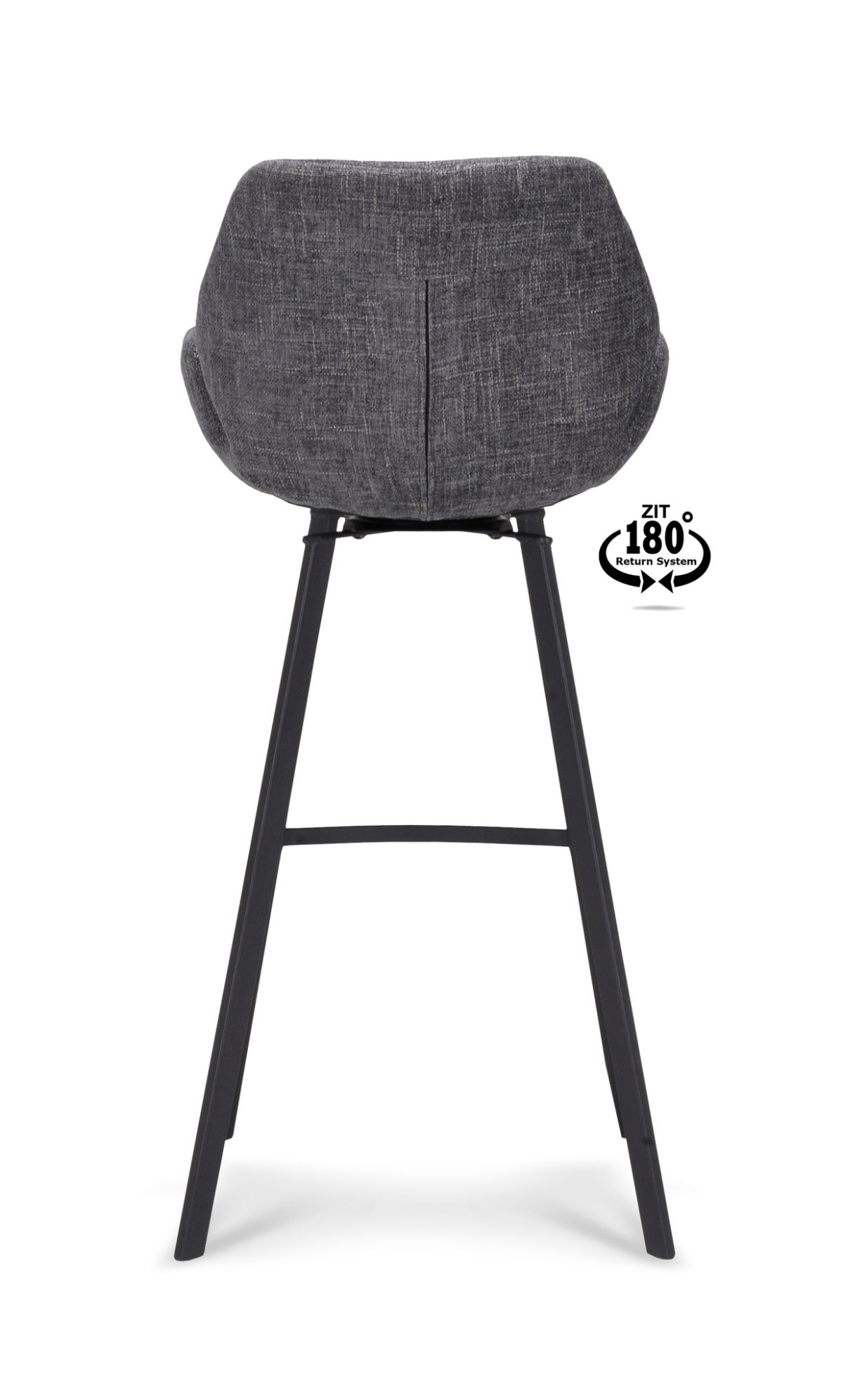 Barkruk met arm Luton - ZH 80 Stof Miami Darkgrey 68 Poot Black 180° Return-systeem - Afbeelding 3