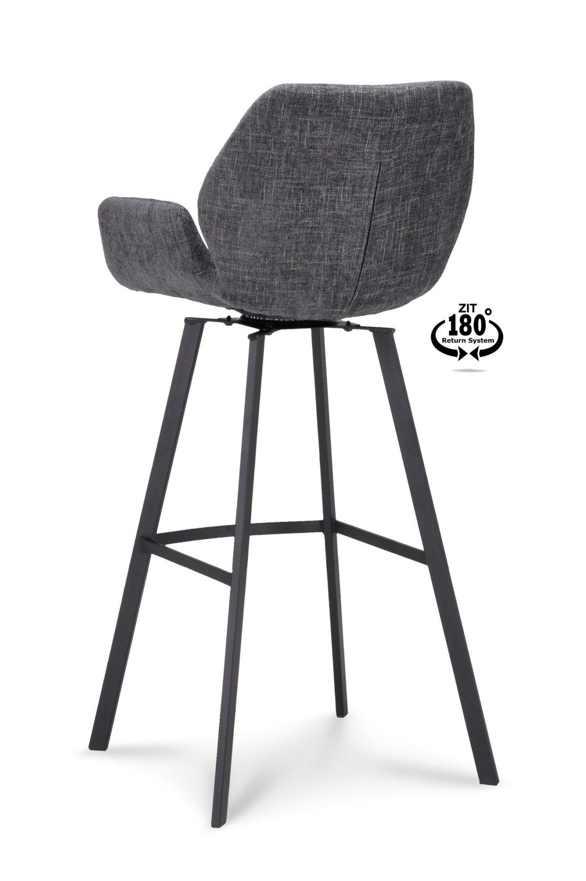 Barkruk met arm Luton - ZH 80 Stof Miami Darkgrey 68 Poot Black 180° Return-systeem - Afbeelding 5
