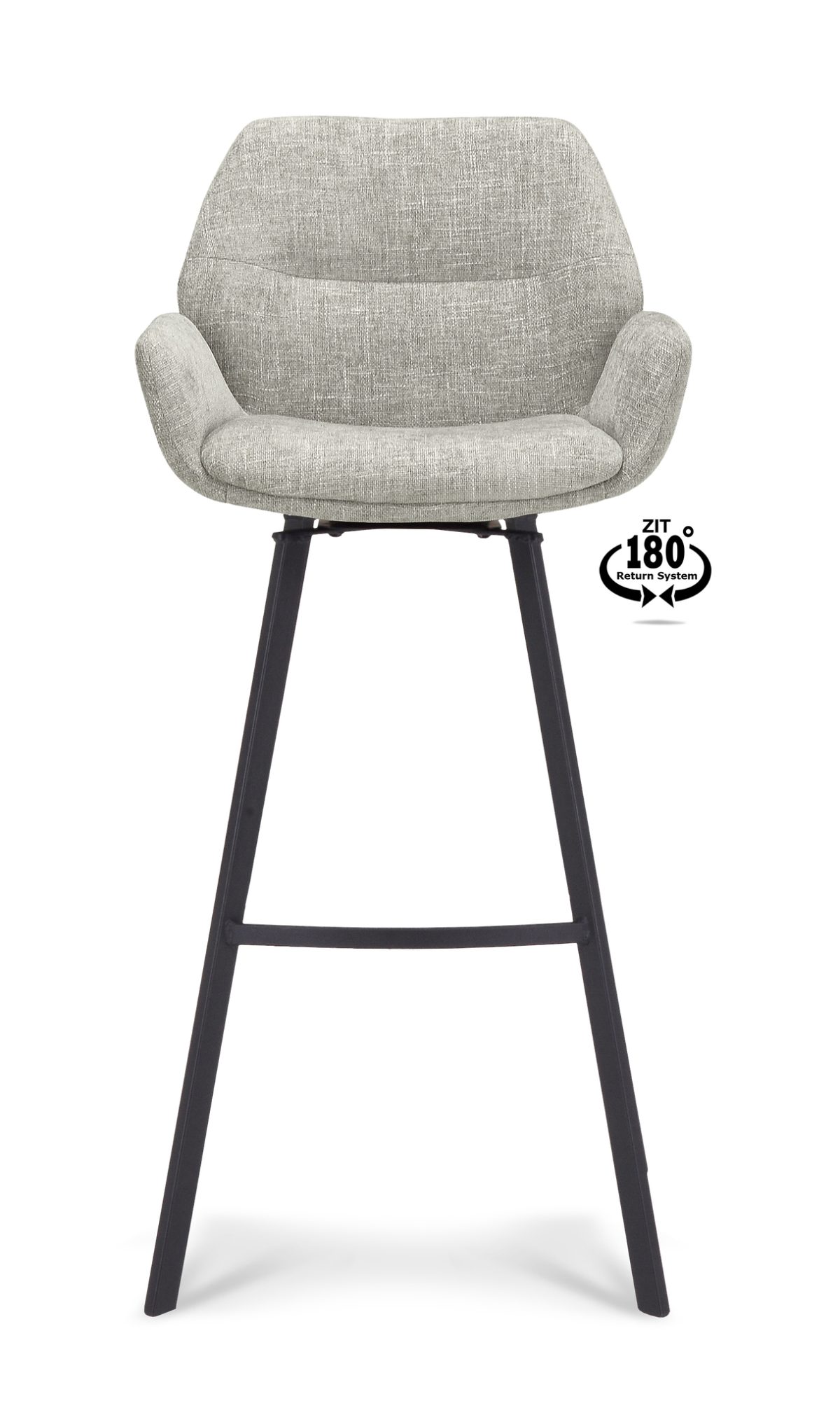 Barkruk met arm Luton - ZH 80 Stof Miami Taupe 12 Poot Black 180° Return-systeem - Afbeelding 2