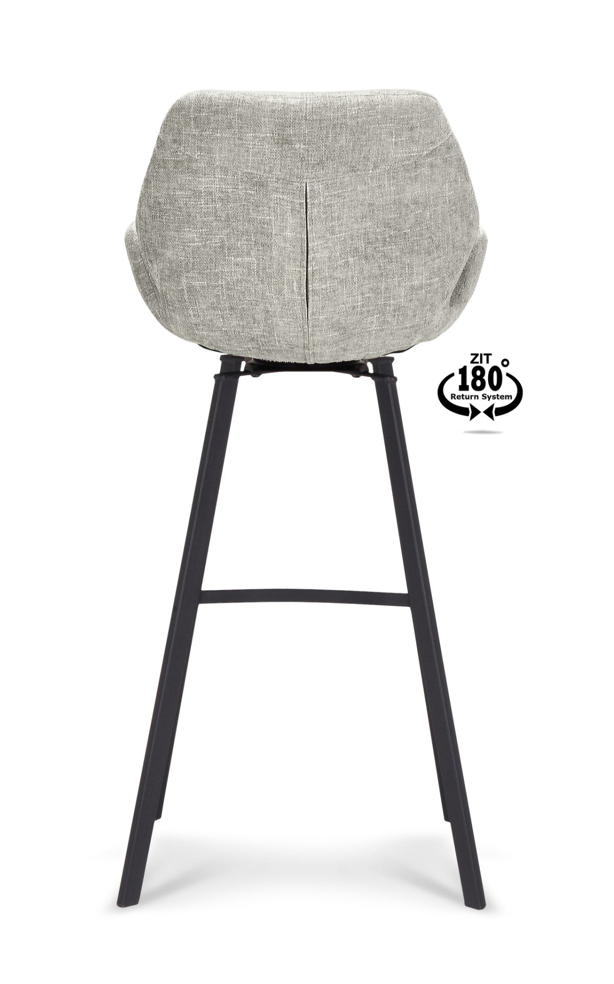 Barkruk met arm Luton - ZH 80 Stof Miami Taupe 12 Poot Black 180° Return-systeem - Afbeelding 3