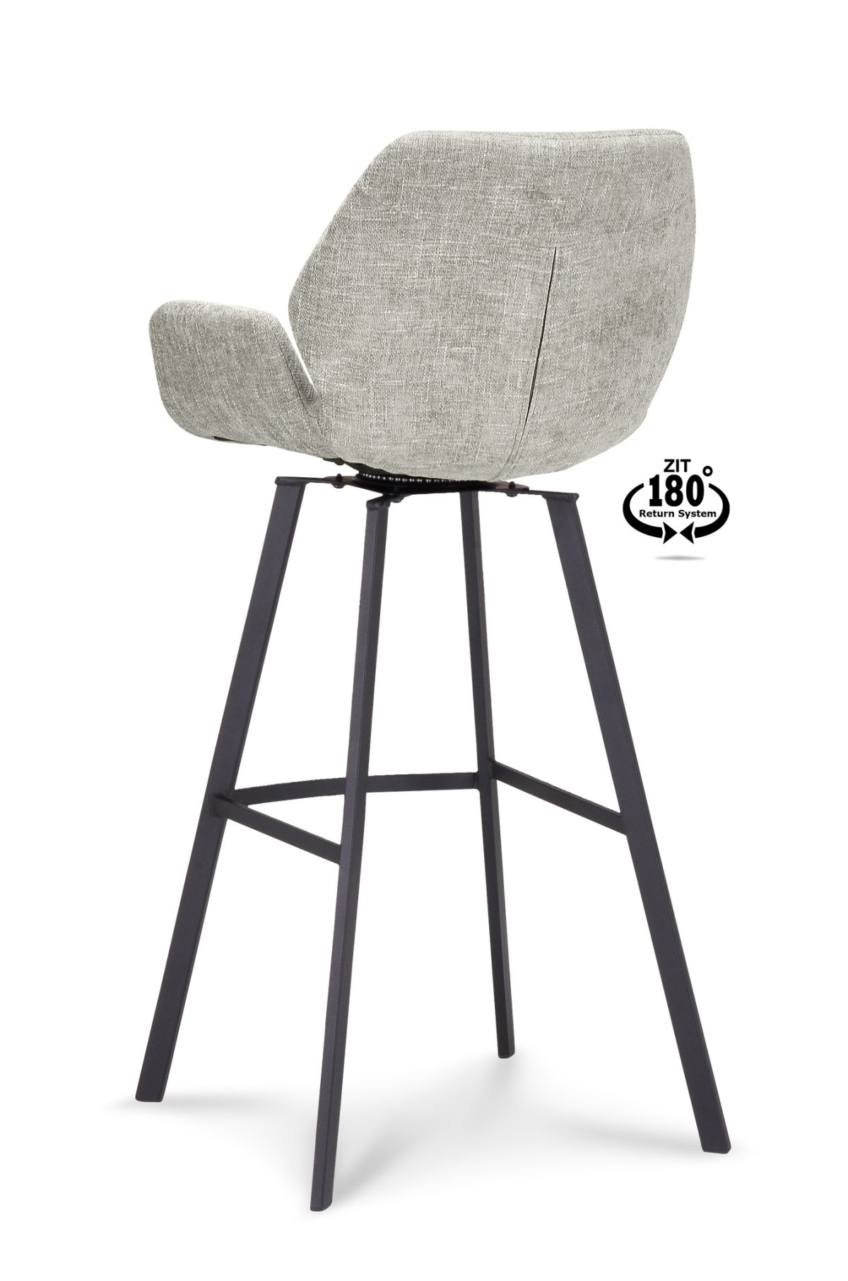 Barkruk met arm Luton - ZH 80 Stof Miami Taupe 12 Poot Black 180° Return-systeem - Afbeelding 5