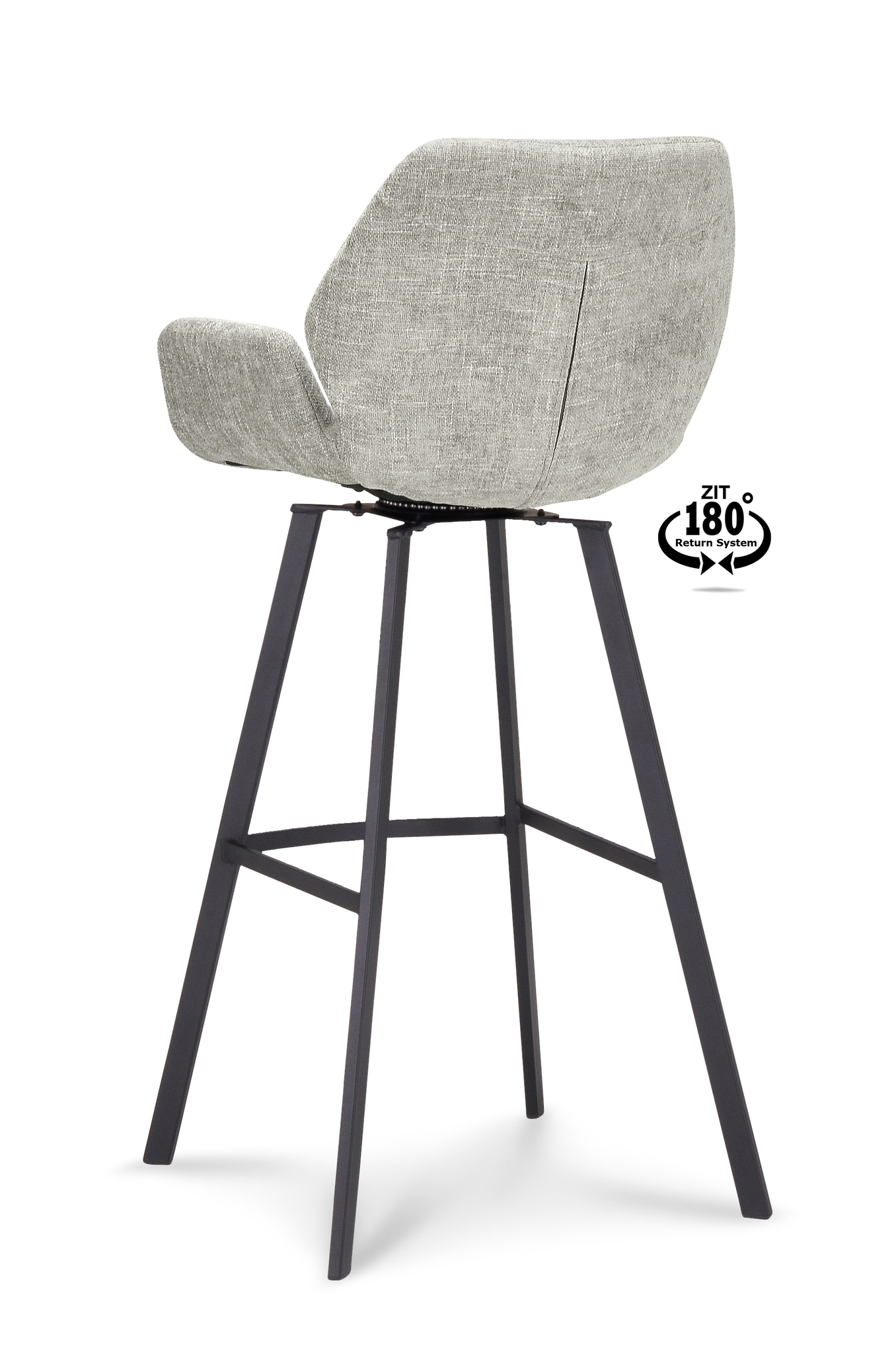 1322840-4.jpg Barkruk met arm Luton - ZH 80 Stof Miami Taupe 12 Poot Black 180° Return-systeem - Afbeelding 5