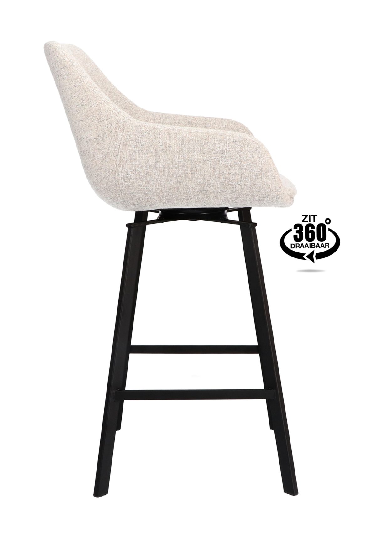 Barkruk met arm Royal - ZH 65 Stof Oasis Shell 196 Poot Zwart - Afbeelding 3