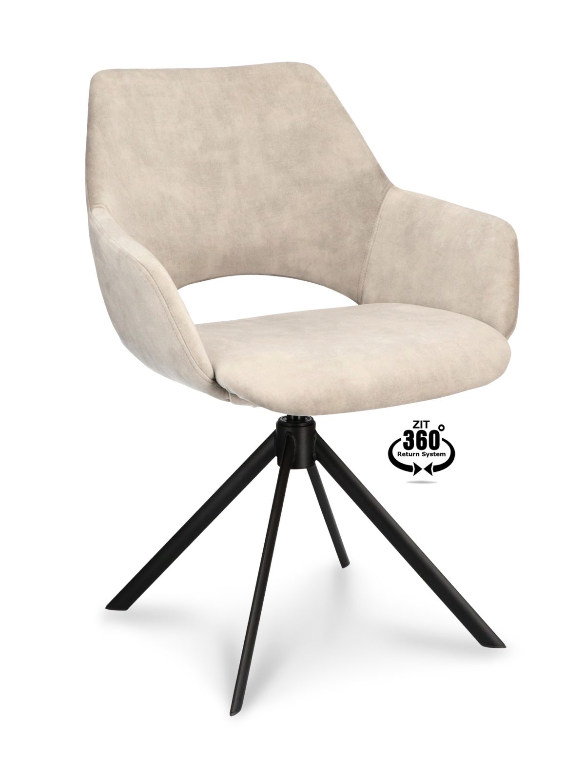 Armstoel Ahsoka Stof Adore Oyster 175 Poot Zwart 360° Retoursysteem - Afbeelding 1