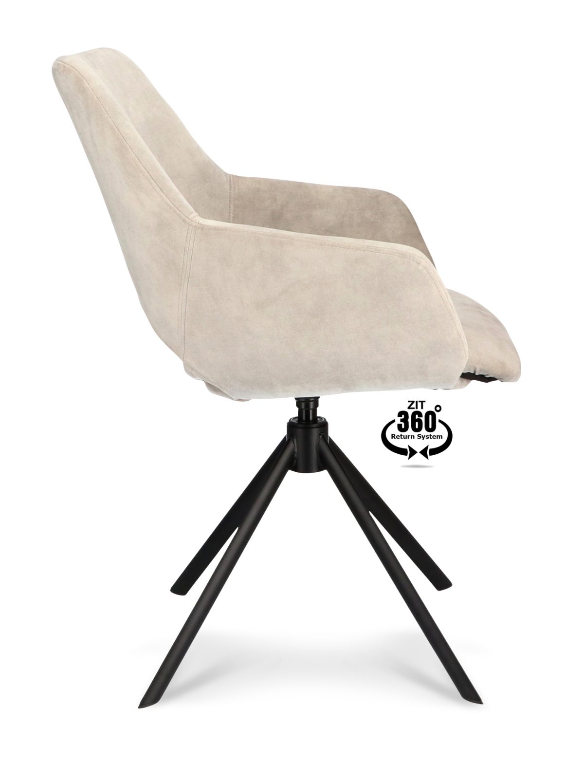 Armstoel Ahsoka Stof Adore Oyster 175 Poot Zwart 360° Retoursysteem - Afbeelding 3