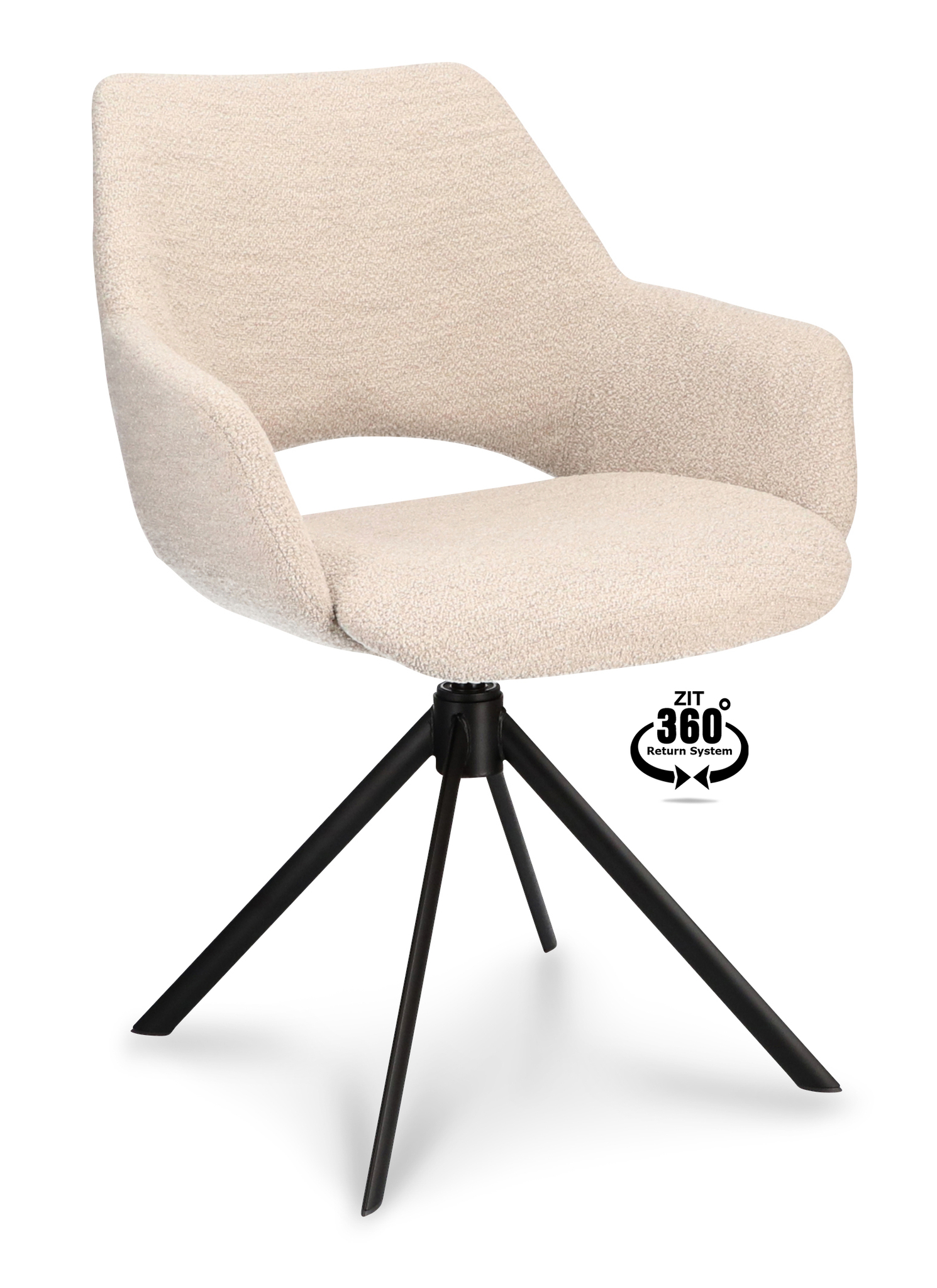 1400528-0.jpg Armstoel Ahsoka Stof Alpine Natural 01 Poot Zwart 360° Retoursysteem - Afbeelding 1