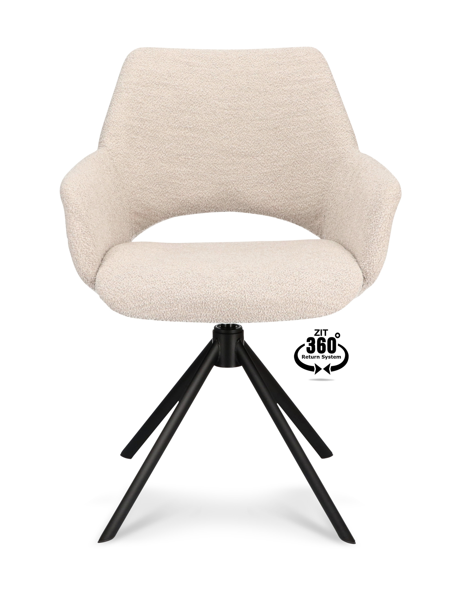 1400528-1.jpg Armstoel Ahsoka Stof Alpine Natural 01 Poot Zwart 360° Retoursysteem - Afbeelding 2