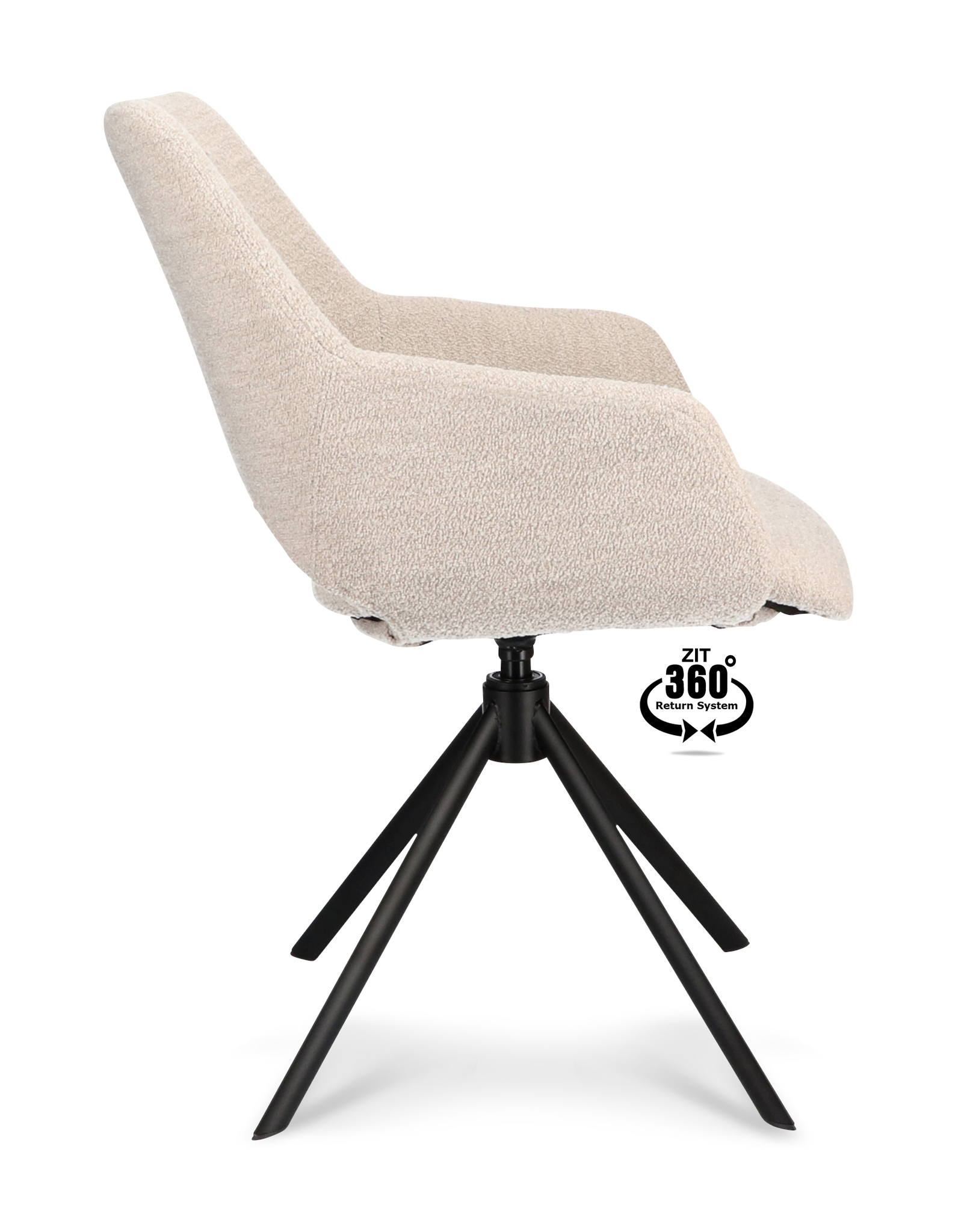 1400528-2.jpg Armstoel Ahsoka Stof Alpine Natural 01 Poot Zwart 360° Retoursysteem - Afbeelding 3