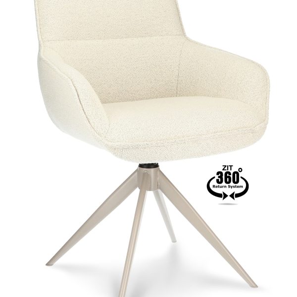 Armstoel Lano Stof Mose Natural 90 Leg Smoked Cream 360° Return-systeem