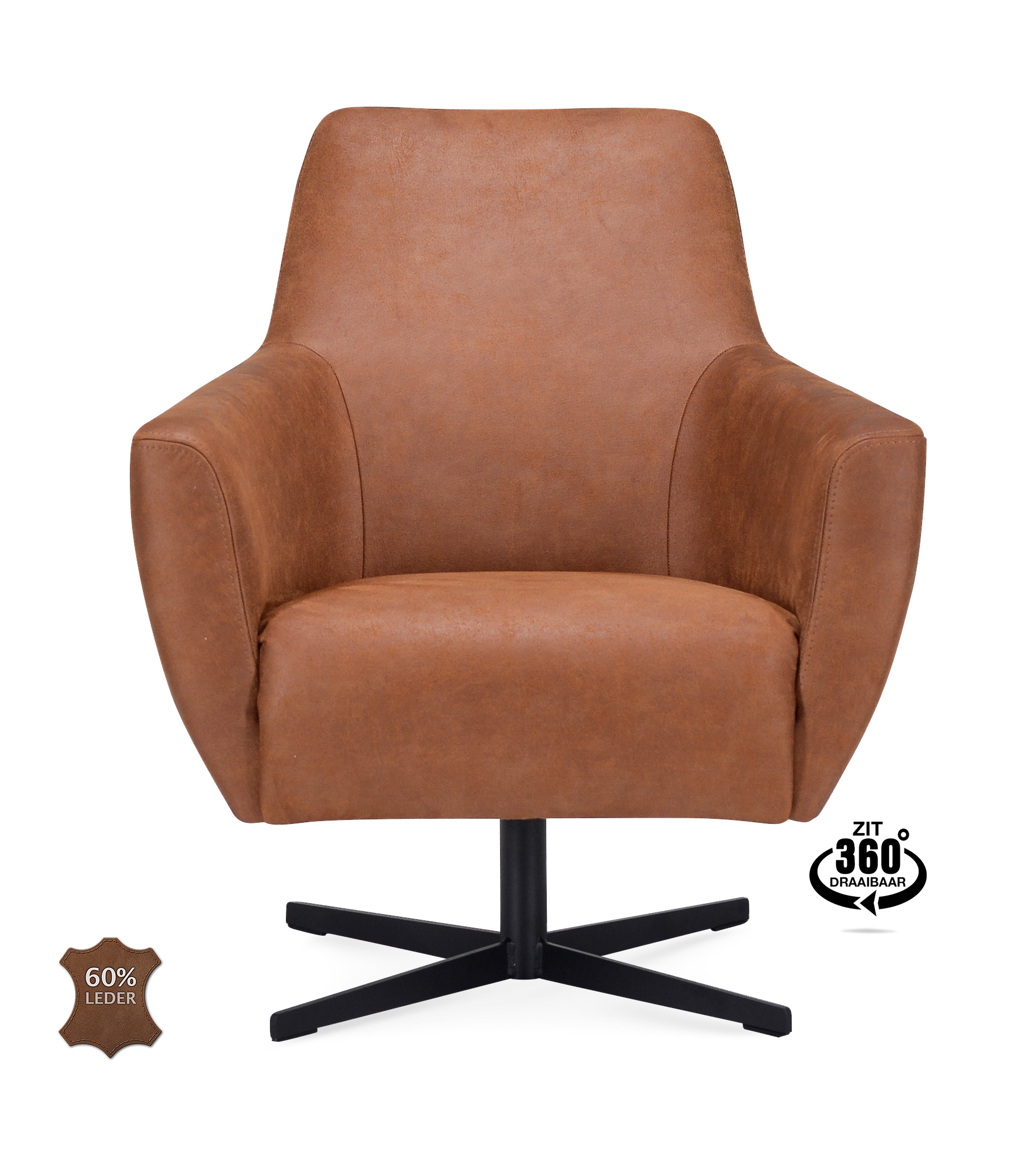 1401940-1.jpg Lounge Chair Harbour Microleather Bull Camel 09 Leg Black 360° Swivel - Afbeelding 2