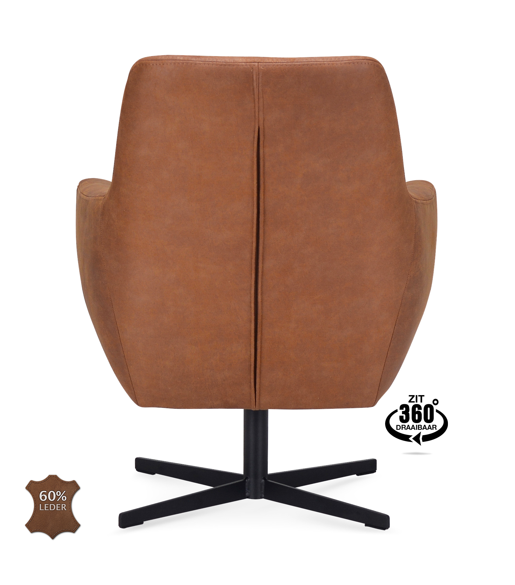1401940-4.jpg Lounge Chair Harbour Microleather Bull Camel 09 Leg Black 360° Swivel - Afbeelding 5
