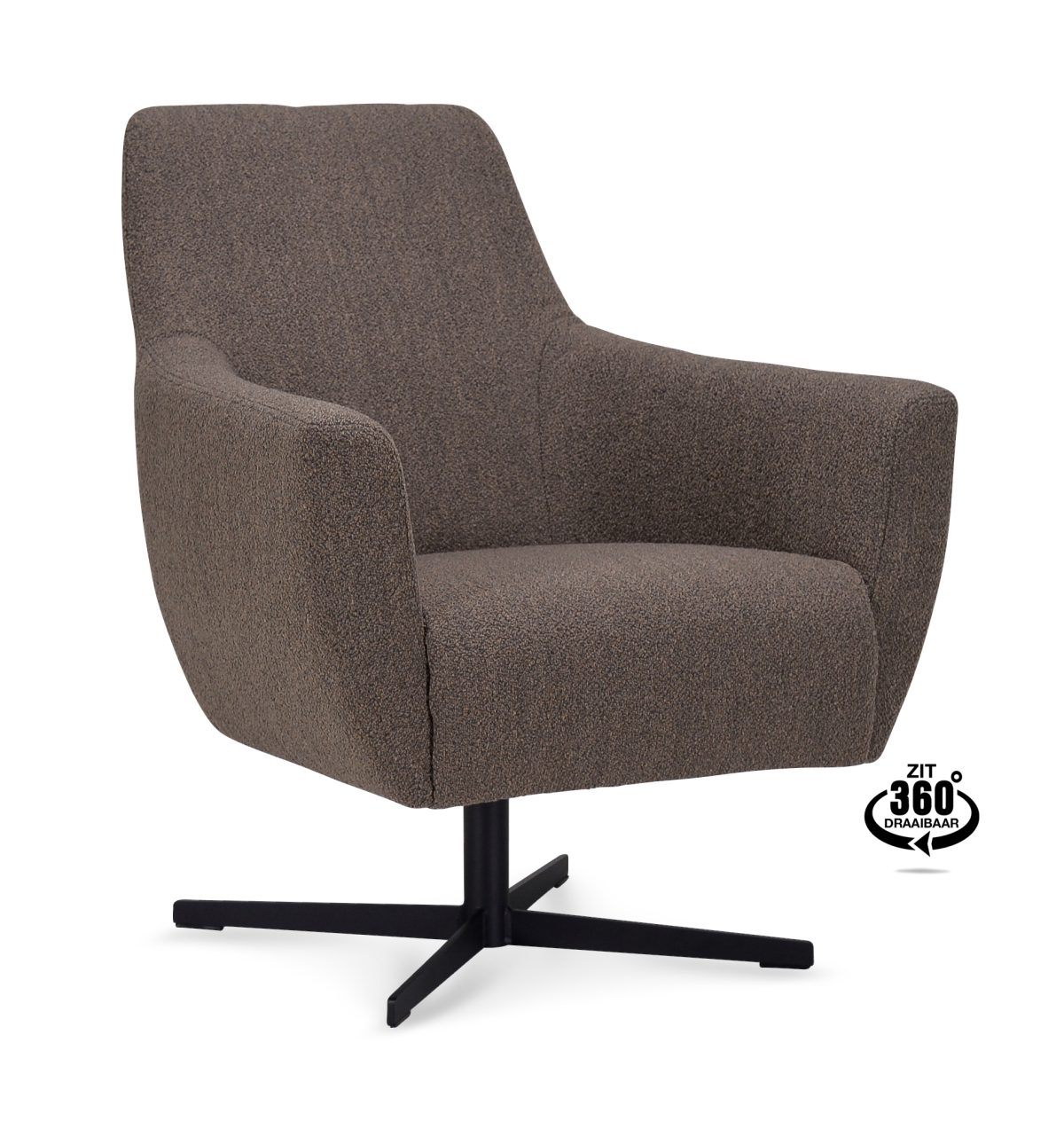 Lounge Chair Harbour Fabric Alpine Brown 15 Leg Black 360° Swivel - Afbeelding 1