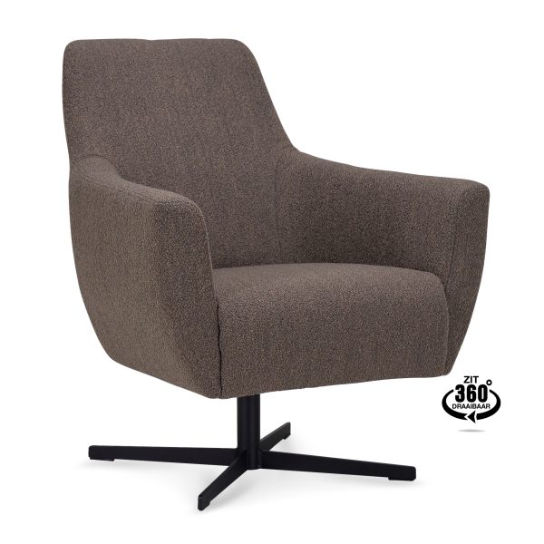 Lounge Chair Harbour Fabric Alpine Brown 15 Leg Black 360° Swivel