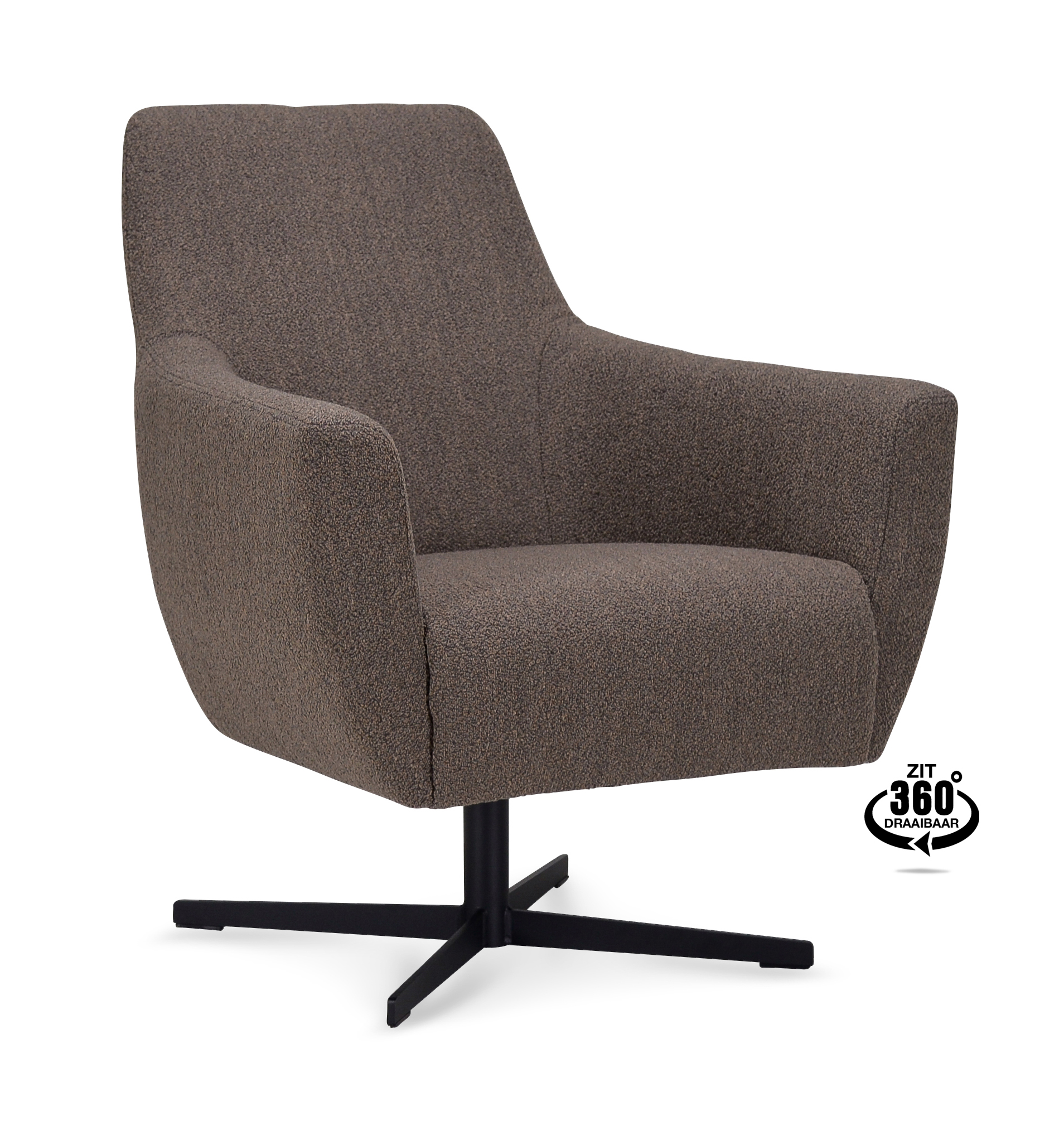 1401942-0.jpg Lounge Chair Harbour Fabric Alpine Brown 15 Leg Black 360° Swivel - Afbeelding 1