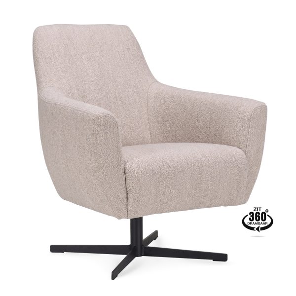 Lounge Chair Harbour Fabric Alpine Natural 01 Leg Black 360° Swivel
