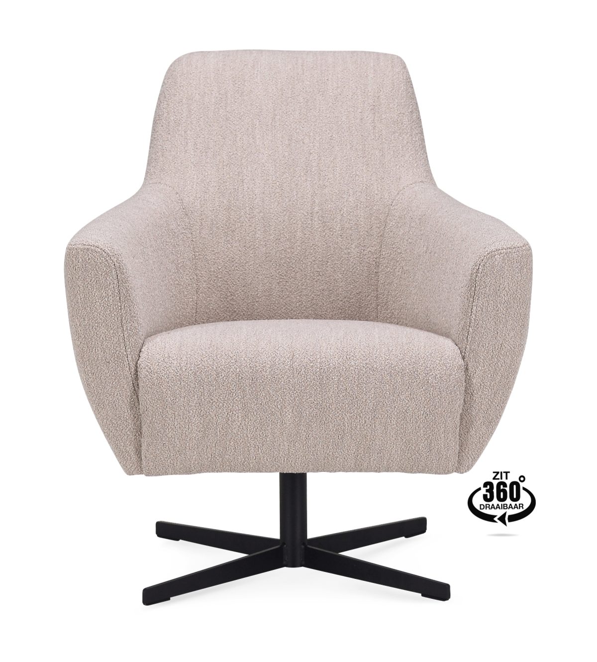 Lounge Chair Harbour Fabric Alpine Natural 01 Leg Black 360° Swivel - Afbeelding 2