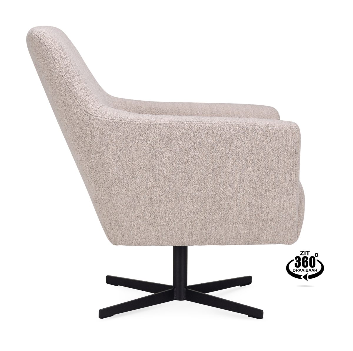 Lounge Chair Harbour Fabric Alpine Natural 01 Leg Black 360° Swivel - Afbeelding 3