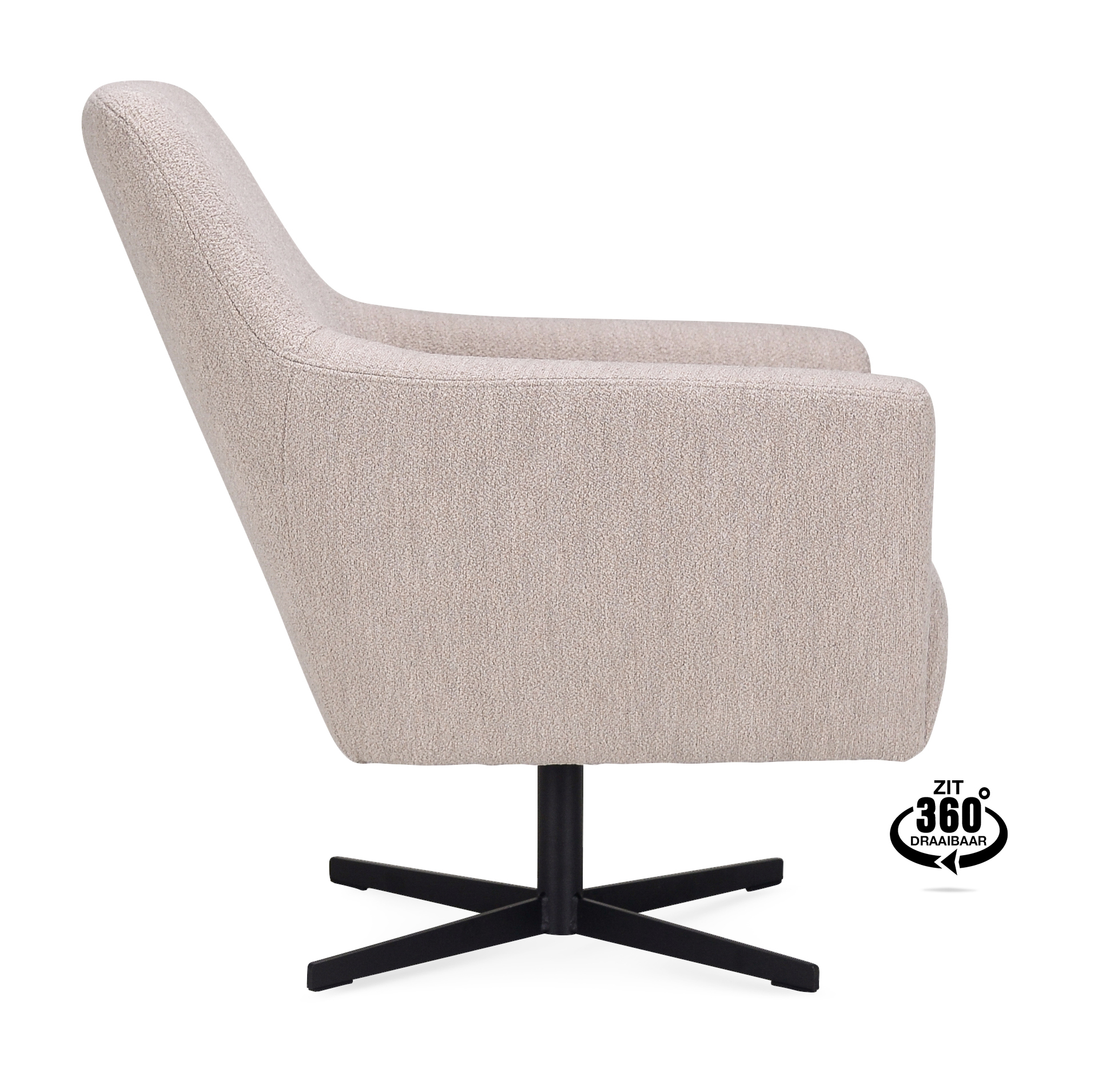 1401943-2.jpg Lounge Chair Harbour Fabric Alpine Natural 01 Leg Black 360° Swivel - Afbeelding 3