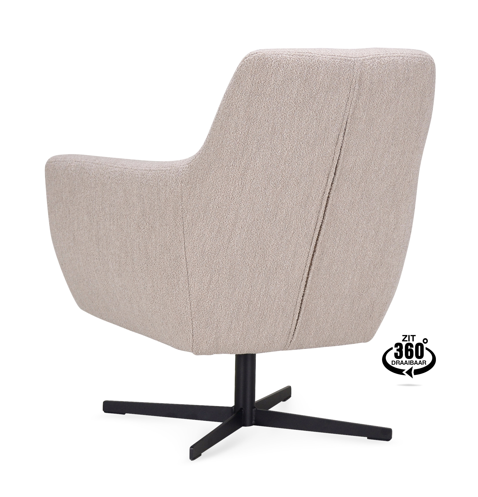 1401943-3.jpg Lounge Chair Harbour Fabric Alpine Natural 01 Leg Black 360° Swivel - Afbeelding 4