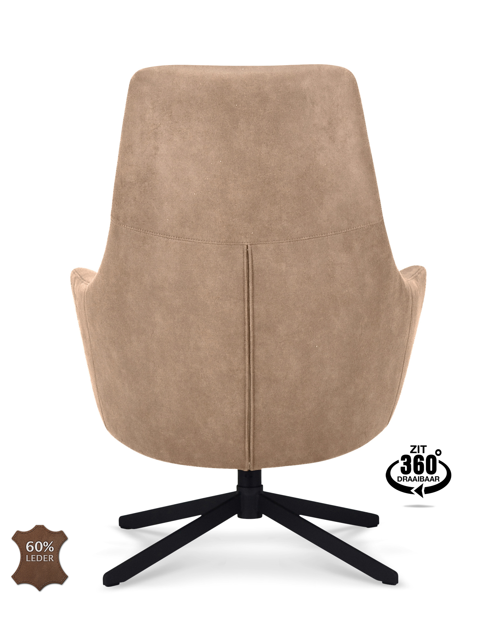 1409821-4.jpg Lounge Chair Vancouver Microleather Bull Liver 10 Leg Black 360° Swivel - Afbeelding 5