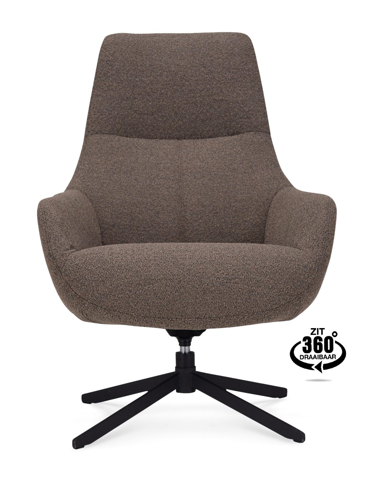 Lounge Chair Vancouver Fabric Alpine Brown 15 Leg Black 360° Swivel - Afbeelding 2