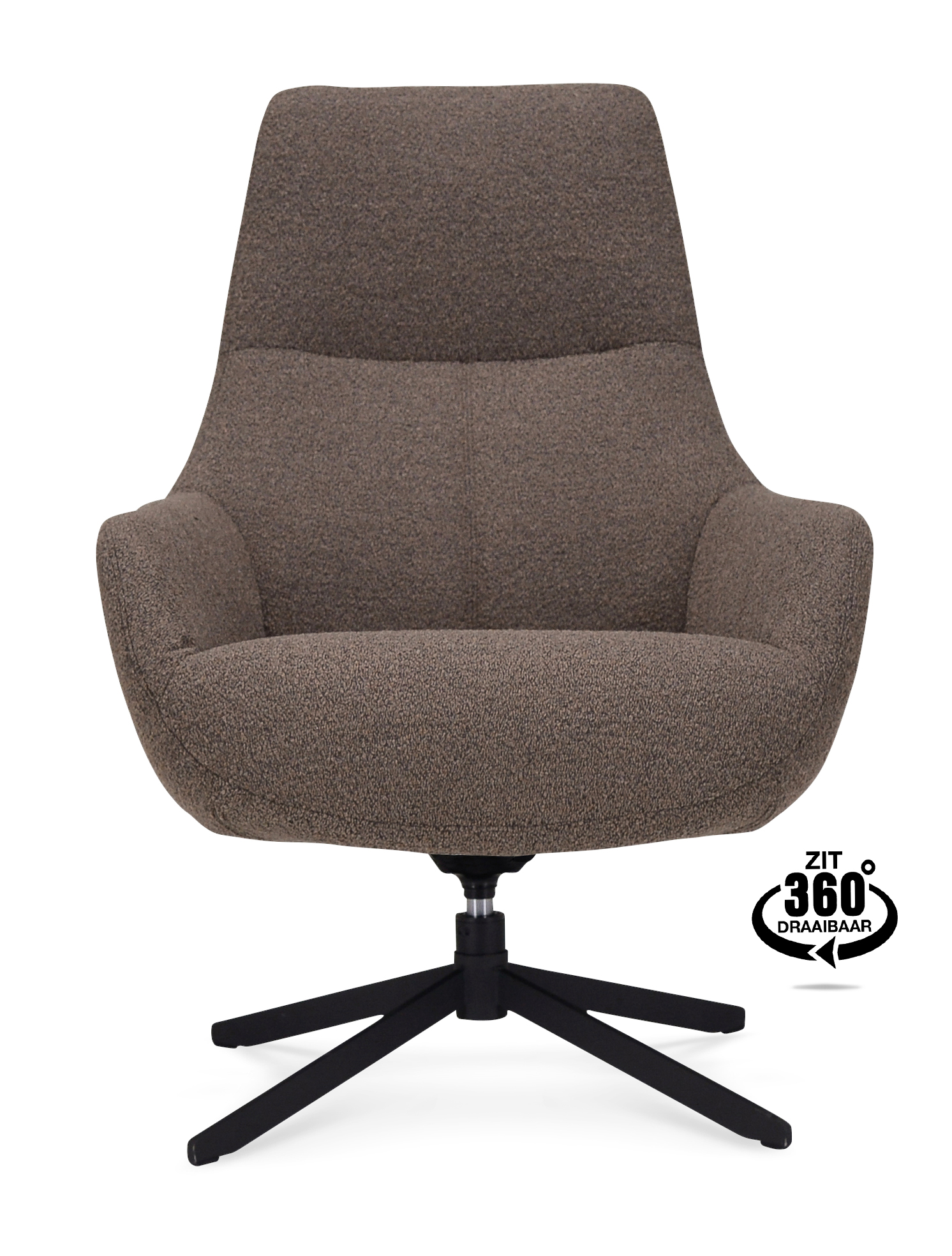 1409822-1.jpg Lounge Chair Vancouver Fabric Alpine Brown 15 Leg Black 360° Swivel - Afbeelding 2