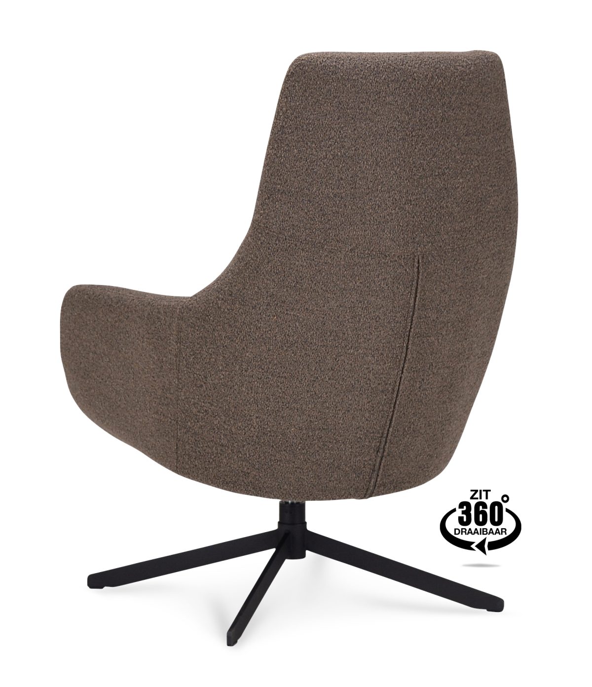 Lounge Chair Vancouver Fabric Alpine Brown 15 Leg Black 360° Swivel - Afbeelding 4