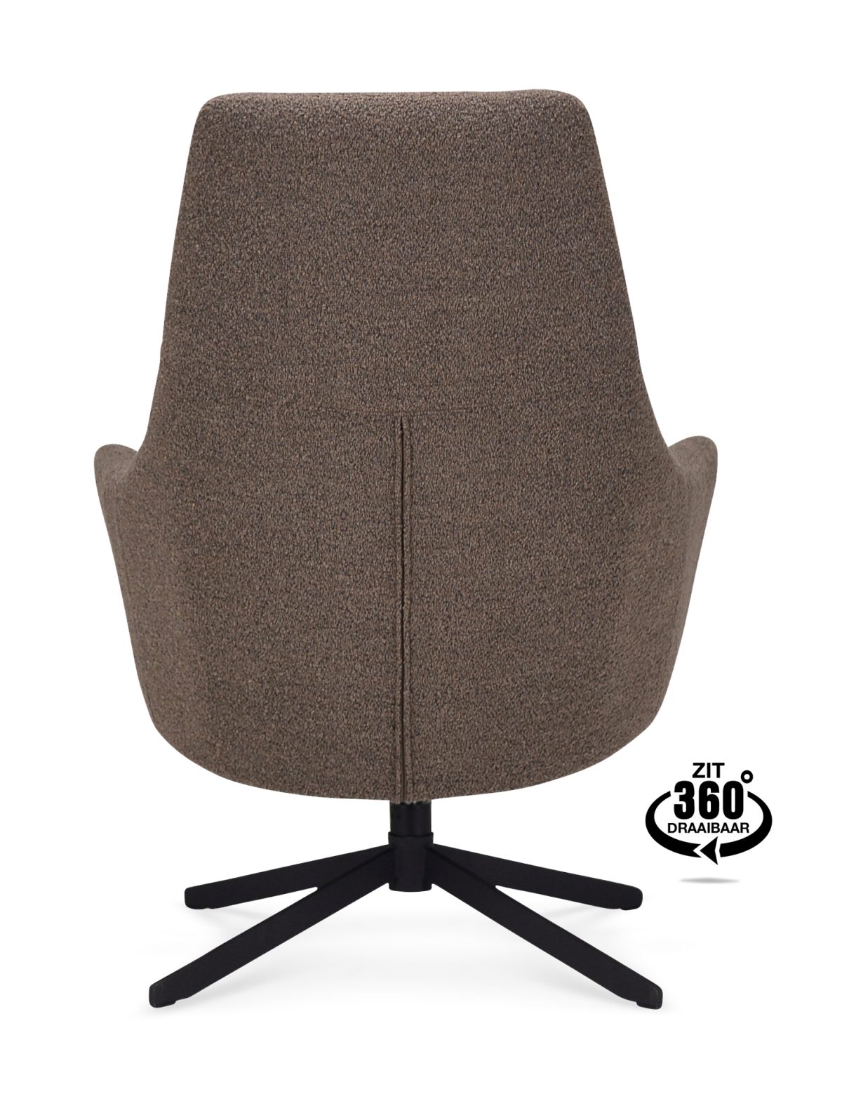 Lounge Chair Vancouver Fabric Alpine Brown 15 Leg Black 360° Swivel - Afbeelding 5