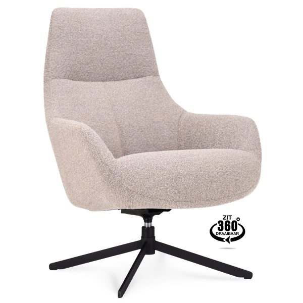 Lounge Chair Vancouver Fabric Alpine Natural 01 Leg Black 360° Swivel