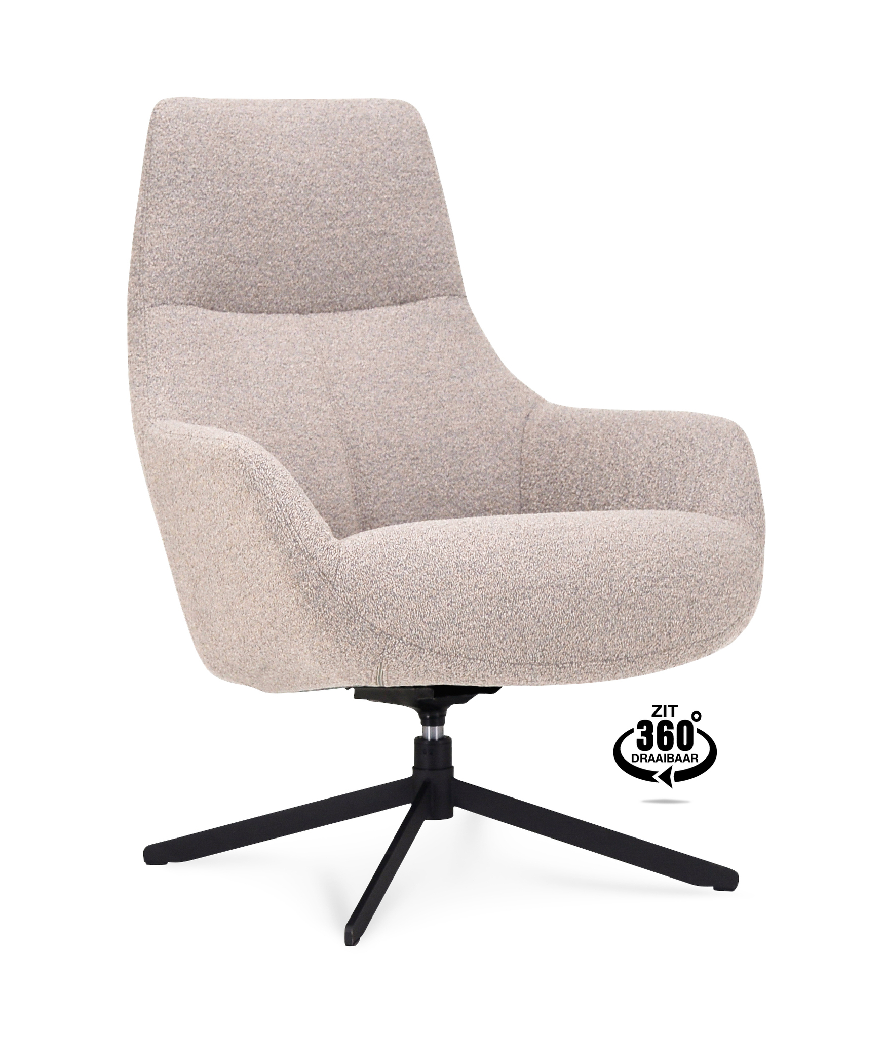 1409823-0.jpg Lounge Chair Vancouver Fabric Alpine Natural 01 Leg Black 360° Swivel - Afbeelding 1