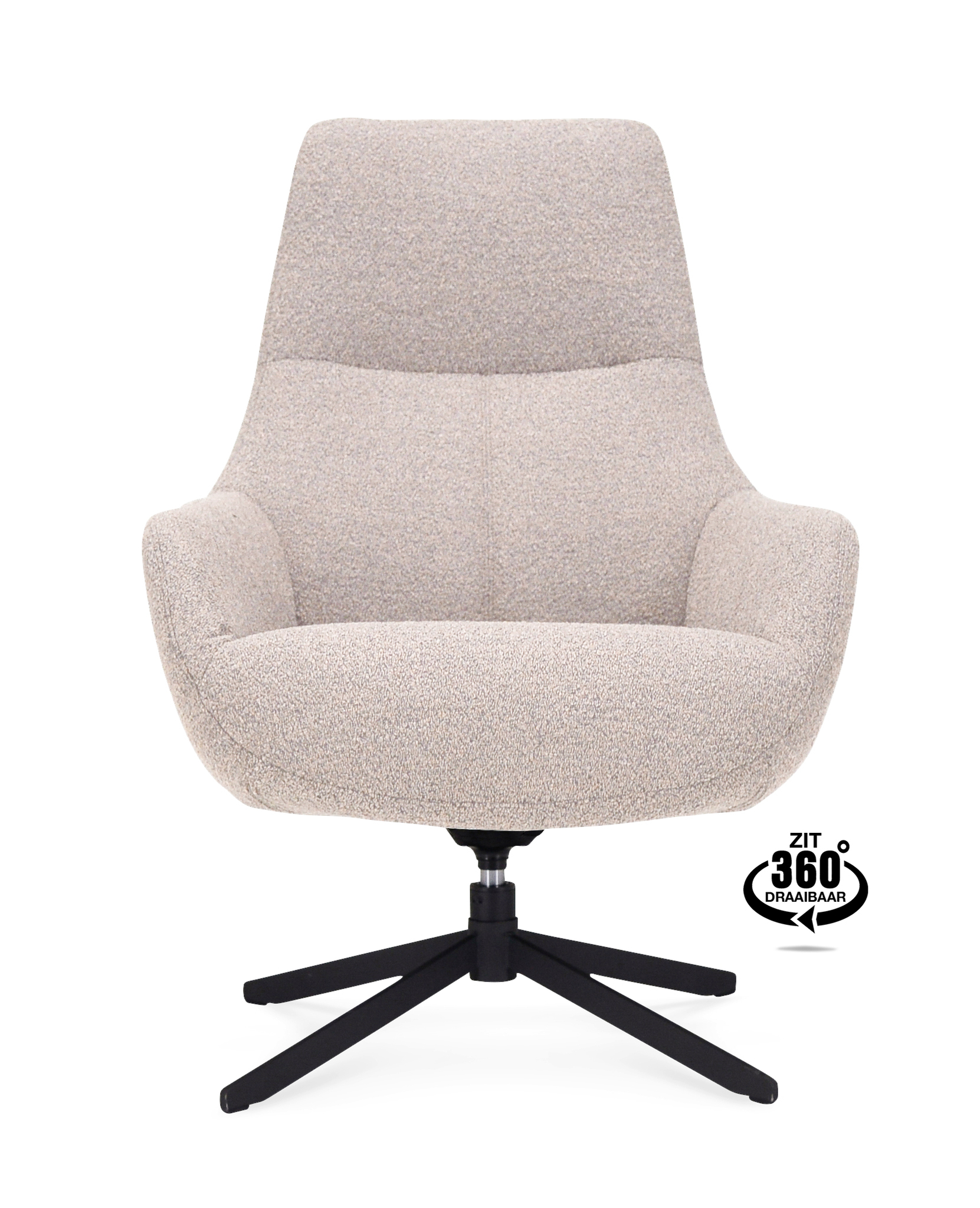 1409823-1.jpg Lounge Chair Vancouver Fabric Alpine Natural 01 Leg Black 360° Swivel - Afbeelding 2
