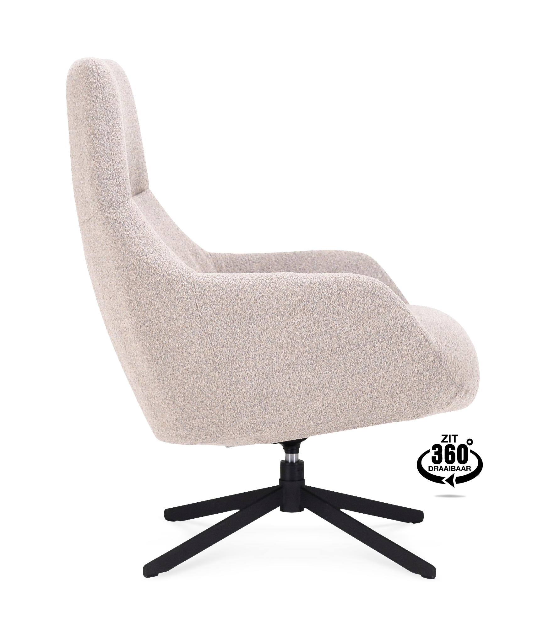 1409823-2.jpg Lounge Chair Vancouver Fabric Alpine Natural 01 Leg Black 360° Swivel - Afbeelding 3