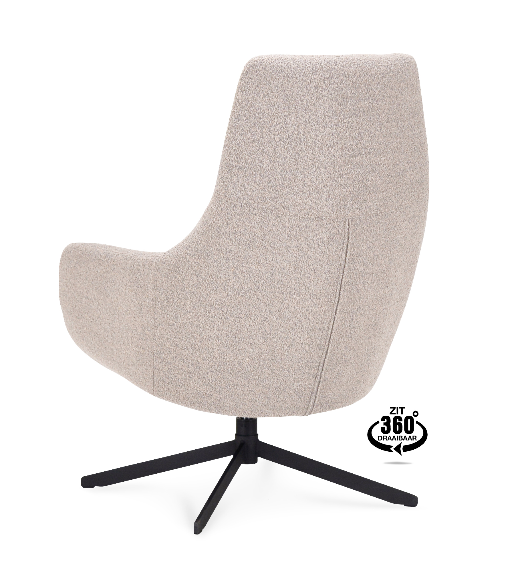 1409823-3.jpg Lounge Chair Vancouver Fabric Alpine Natural 01 Leg Black 360° Swivel - Afbeelding 4