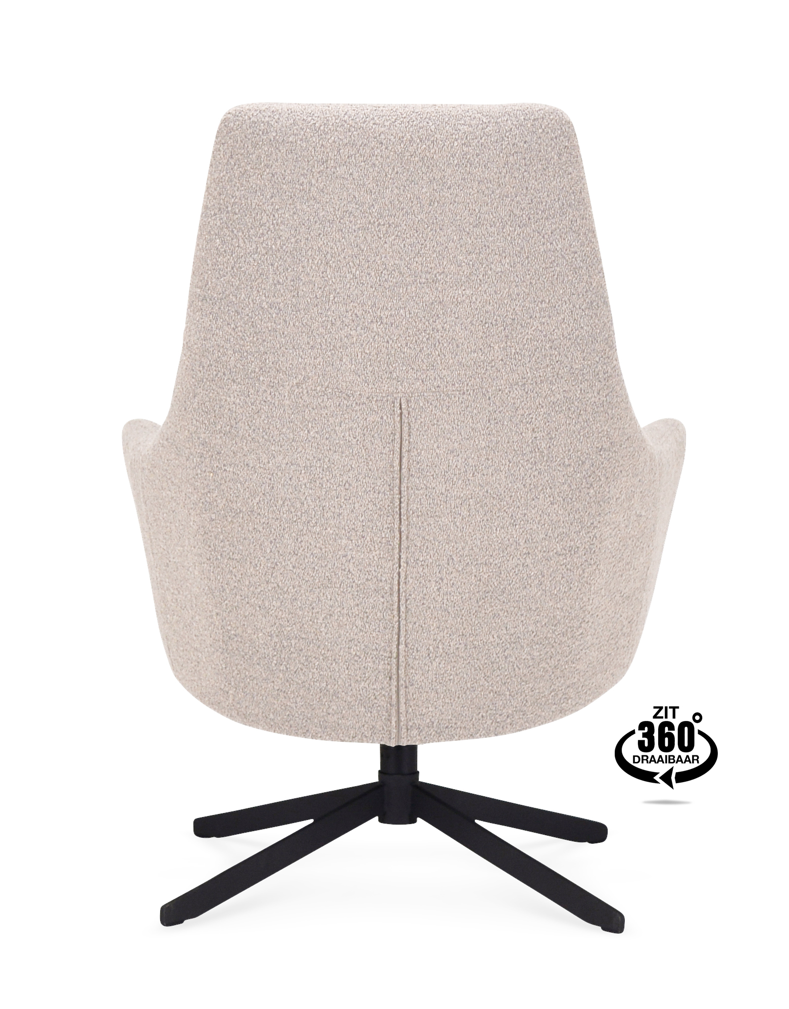 1409823-4.jpg Lounge Chair Vancouver Fabric Alpine Natural 01 Leg Black 360° Swivel - Afbeelding 5
