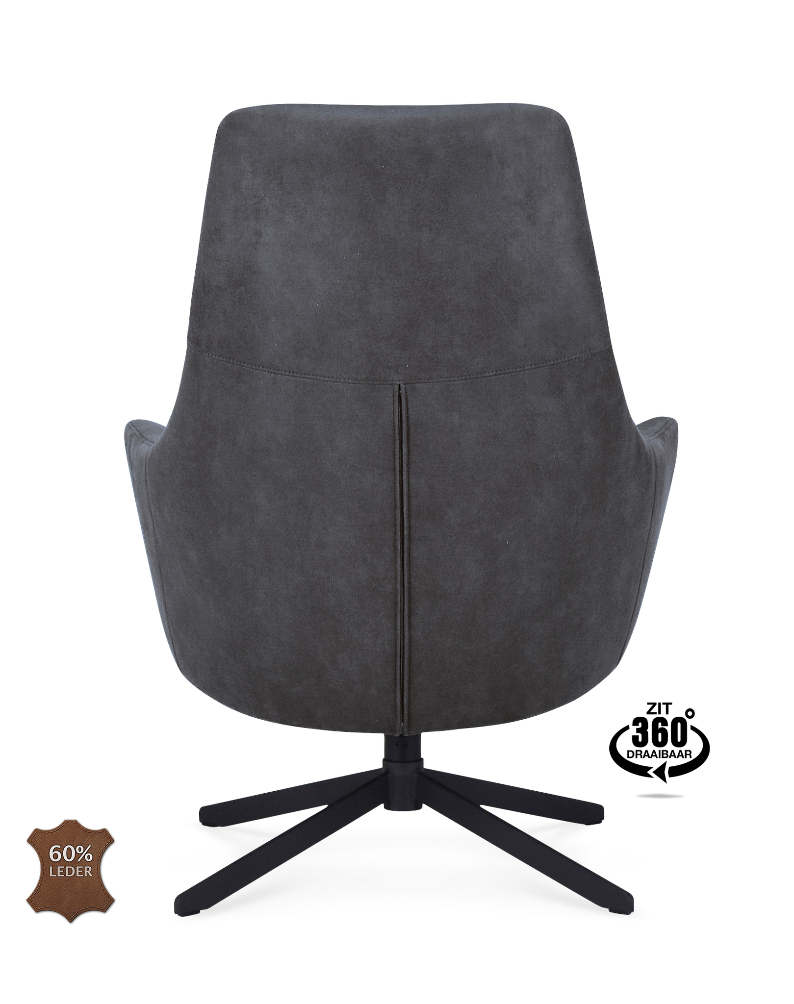 1417518-4.jpg Fauteuil Vancouver Microleder Bull Anthracite 67 Poot Zwart 360° Draaibaar - Afbeelding 5