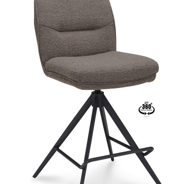 Barkruk Bliss - ZH 65  Stof Alpine Brown 15 Poot Zwart 360° Retoursysteem