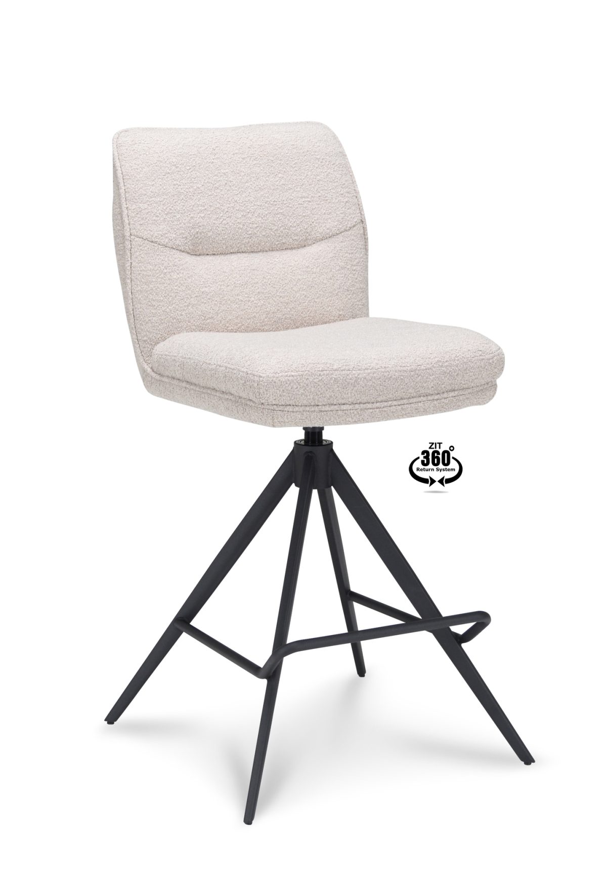 Barkruk Bliss - ZH 65  Stof Alpine Natural 01 Poot Zwart 360° Retoursysteem - Afbeelding 1