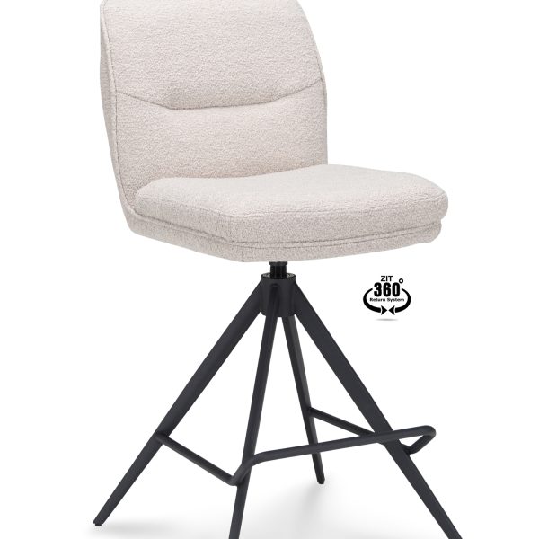 Barkruk Bliss - ZH 65  Stof Alpine Natural 01 Poot Zwart 360° Retoursysteem