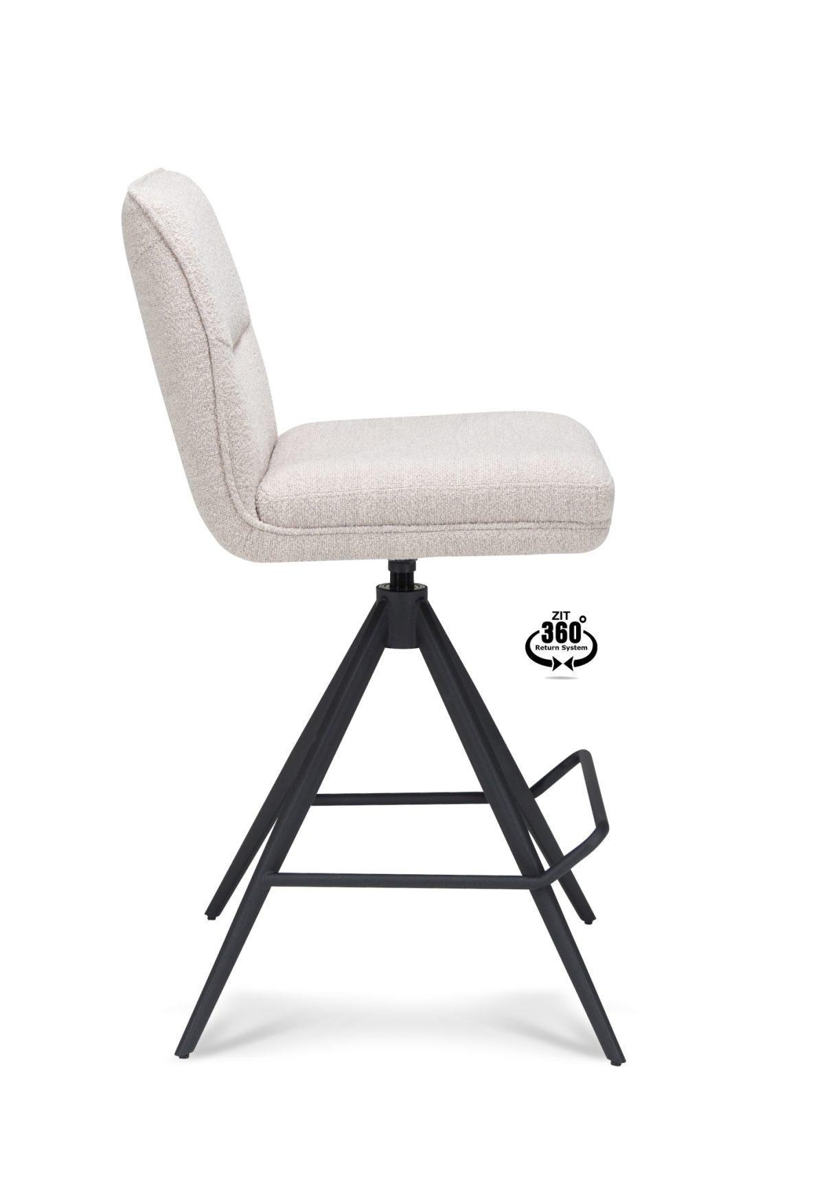 Barkruk Bliss - ZH 65  Stof Alpine Natural 01 Poot Zwart 360° Retoursysteem - Afbeelding 2