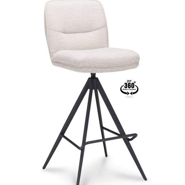 Barkruk Bliss - ZH 80  Stof Alpine Natural 01 Poot Zwart 360° Retoursysteem