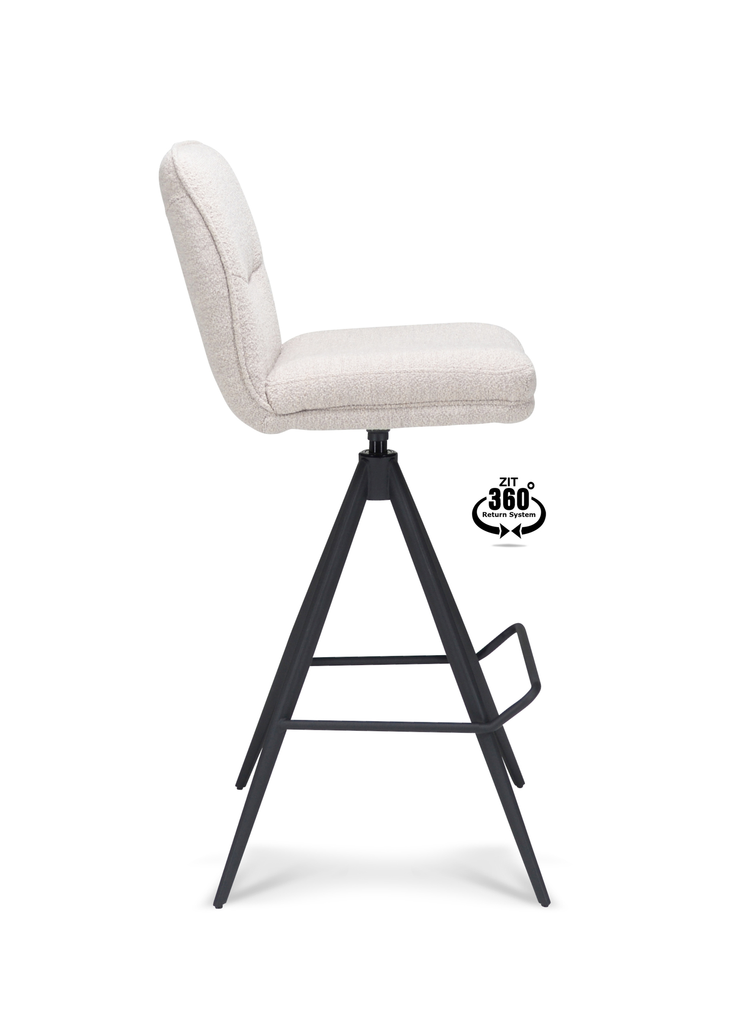 1417862-1.jpg Barkruk Bliss - ZH 80  Stof Alpine Natural 01 Poot Zwart 360° Retoursysteem - Afbeelding 2