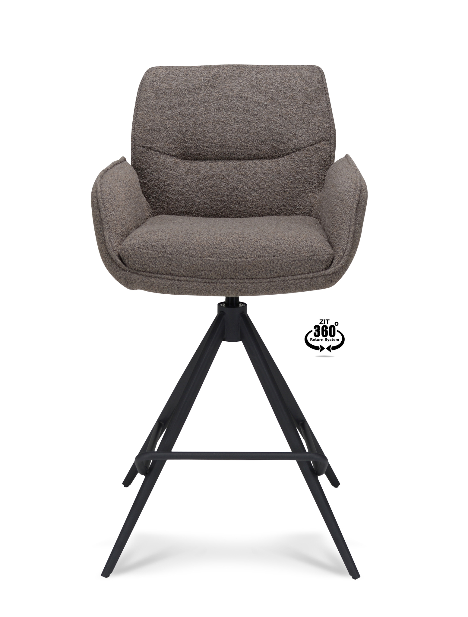 1417865-1.jpg Barkruk met arm Bliss - ZH 65 Stof Alpine Brown 15 Poot Zwart 360° Retoursysteem - Afbeelding 2