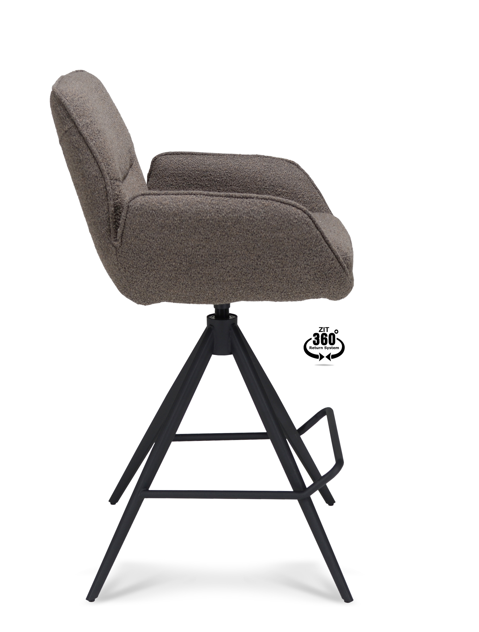 1417865-2.jpg Barkruk met arm Bliss - ZH 65 Stof Alpine Brown 15 Poot Zwart 360° Retoursysteem - Afbeelding 3